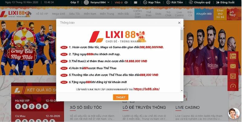 Tổng hợp các khuyến mãi HOT của Lixi88 online